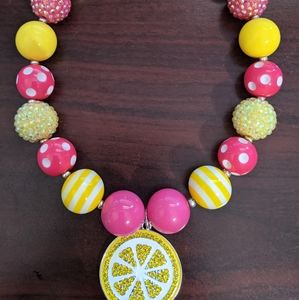 Bubblegum chunky bead necklace 15"